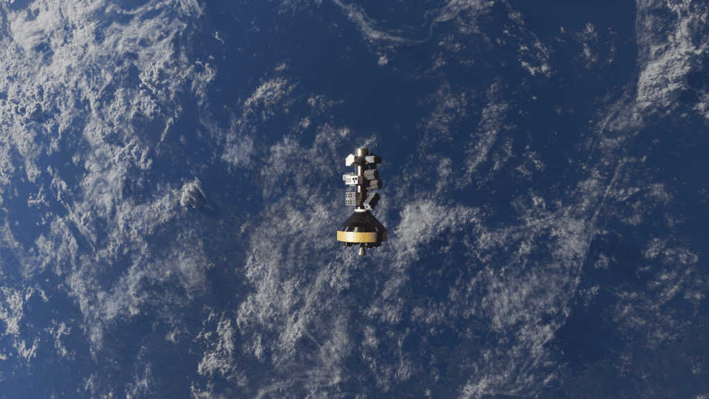 3d render of redshift satellite flying over earth